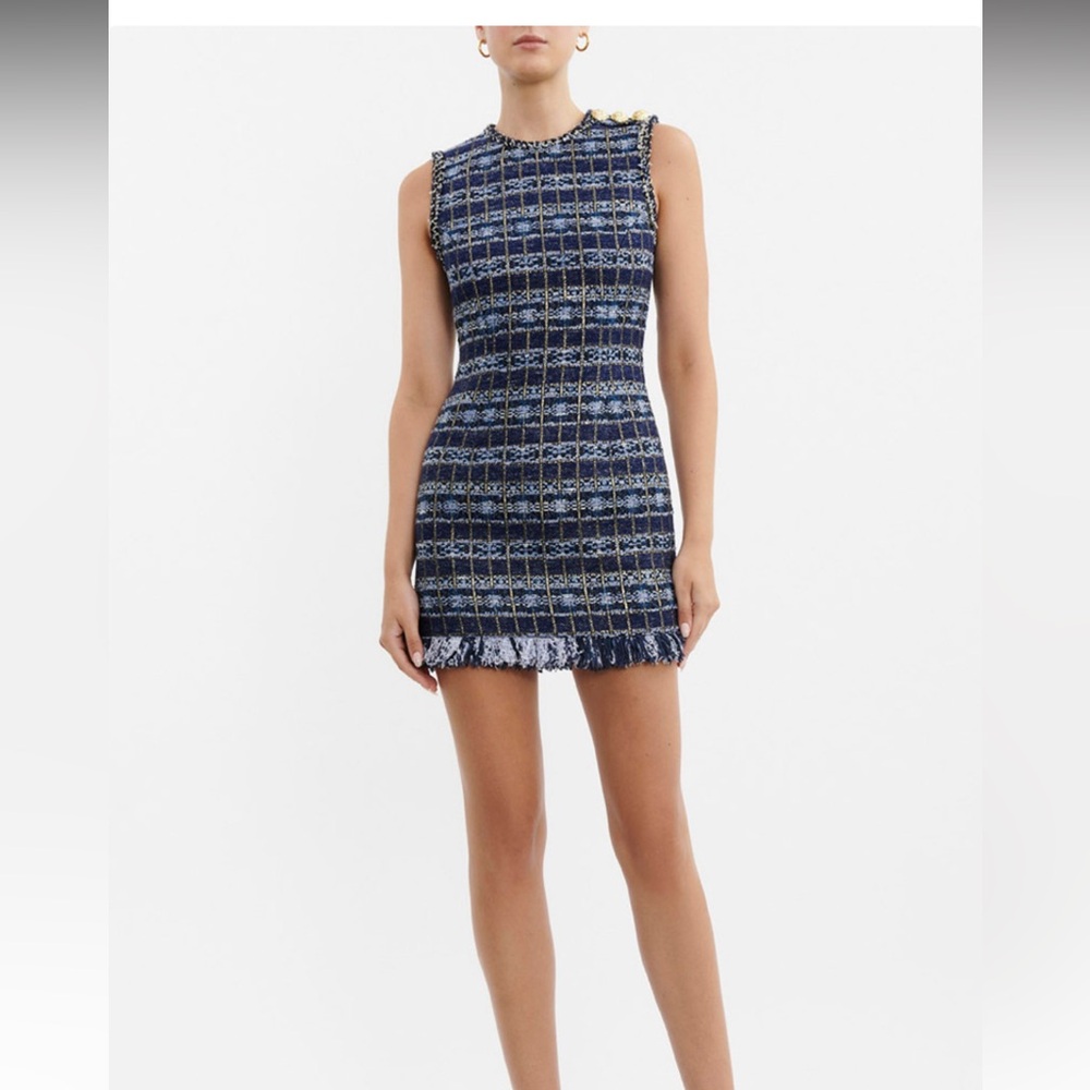 REBECCA VALLANCE CAROLINE BLUE TWEED MINI - NWOT SIZE US 4